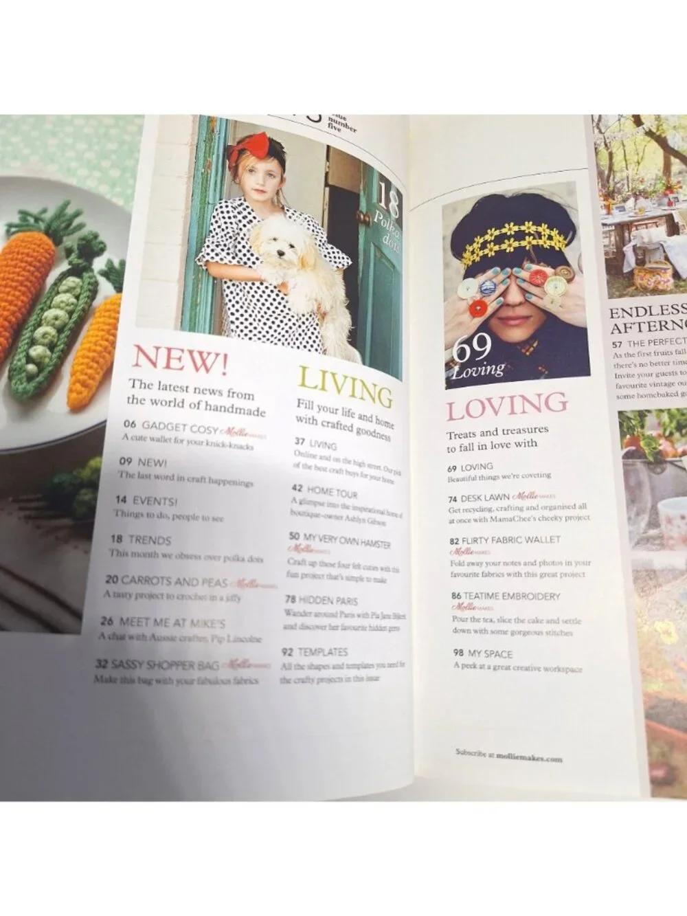 Mollie Makes UK Magazine Issue 5 2011 Crochet Vegetables Linen Kit Retro Craft - Picture 3 of 13